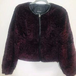 Trouve Womens Faux Fur Jacket W/ Leather trim
